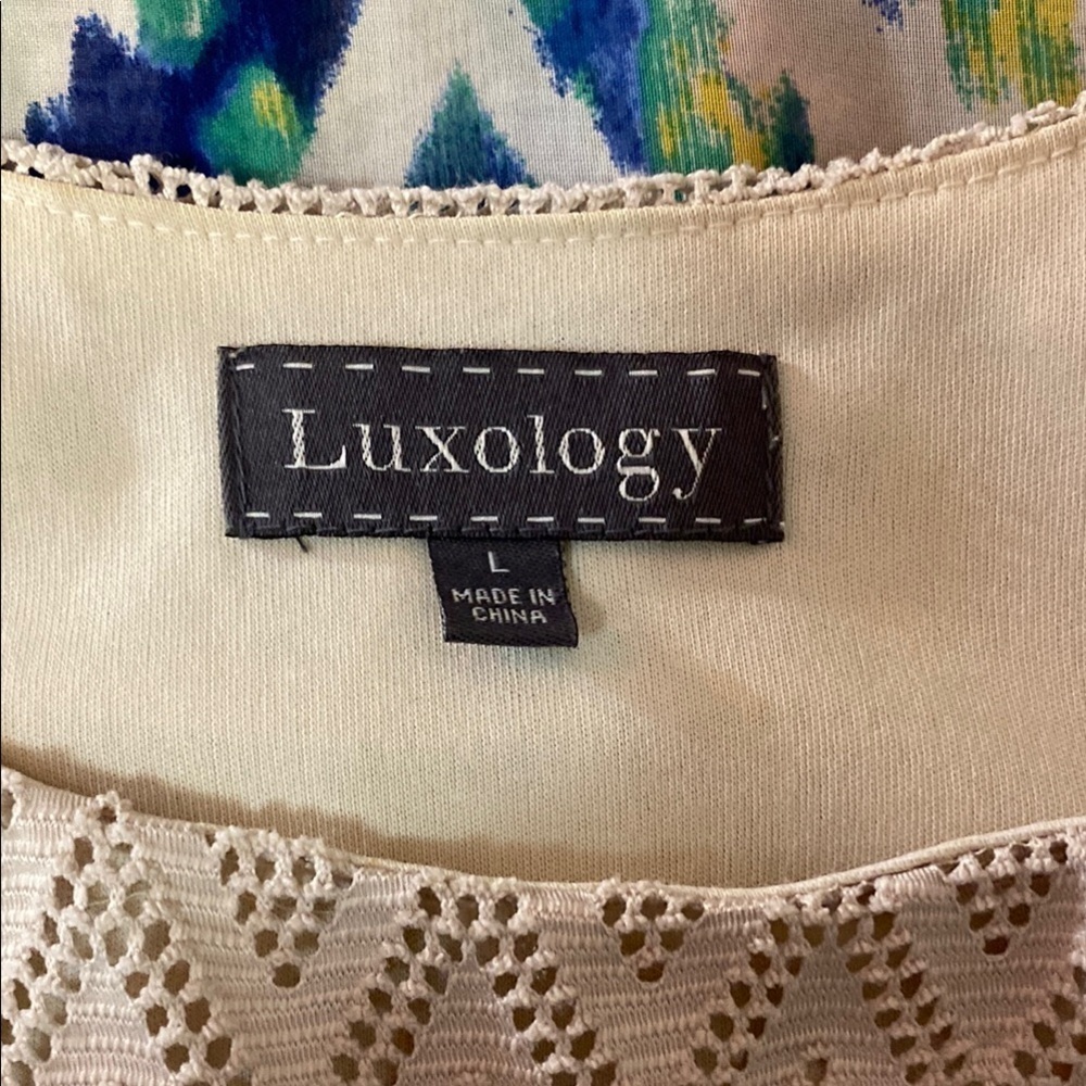Luxology Sz Large Blue Multi Geo Graphic Maxi Dress & Flowing Silhouette Design - Picture 2 of 10
